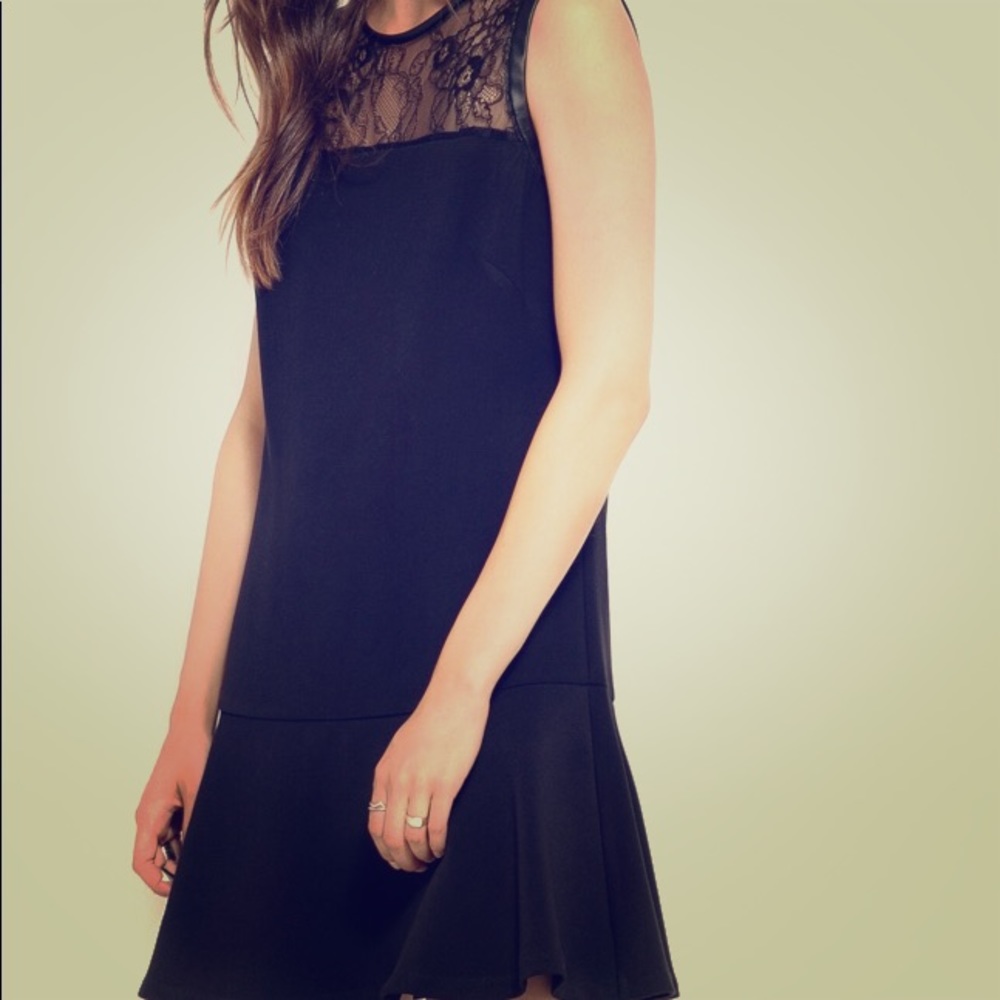 Sexy black lace panel dress
